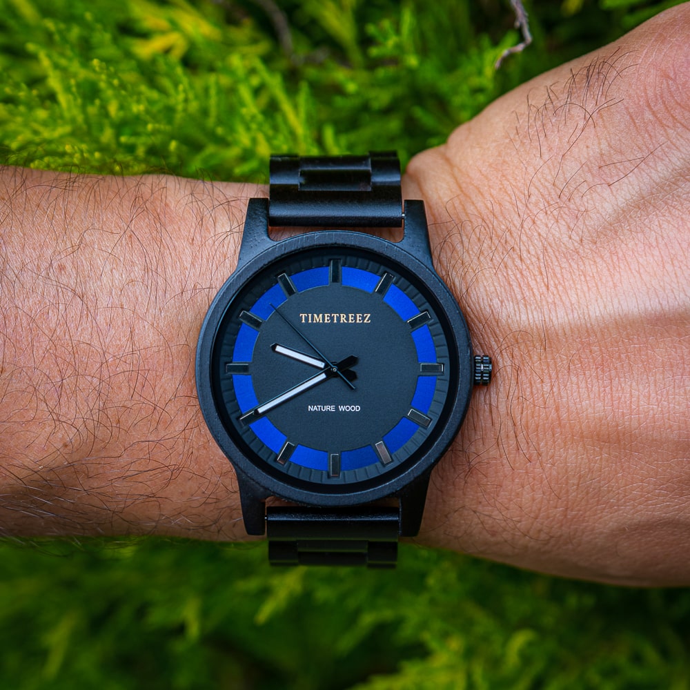 Montre en bois homme - Blue Mirror