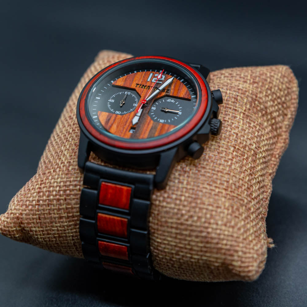 Montre en bois homme - Strong Red