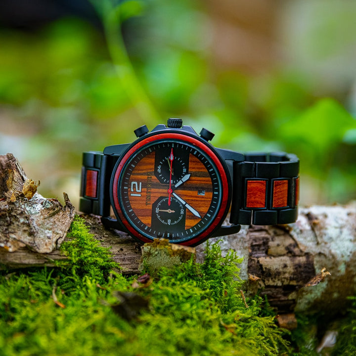 Montre en bois homme - Strong Red