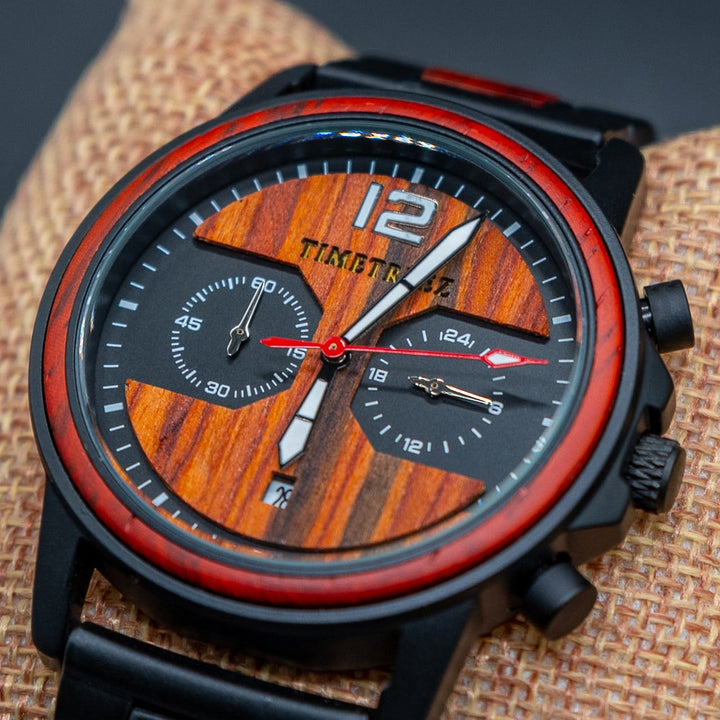 Montre en bois homme - Strong Red